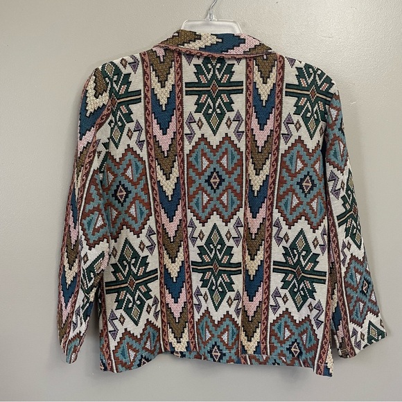 BonWorth Aztec print SW style button up jacket Small Petite tapestry vintage - Picture 4 of 9